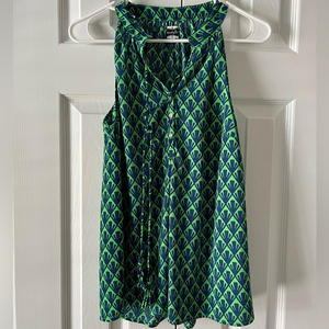 Mud‎ Pie Blue Green Tassel Tank Tunic Size Small